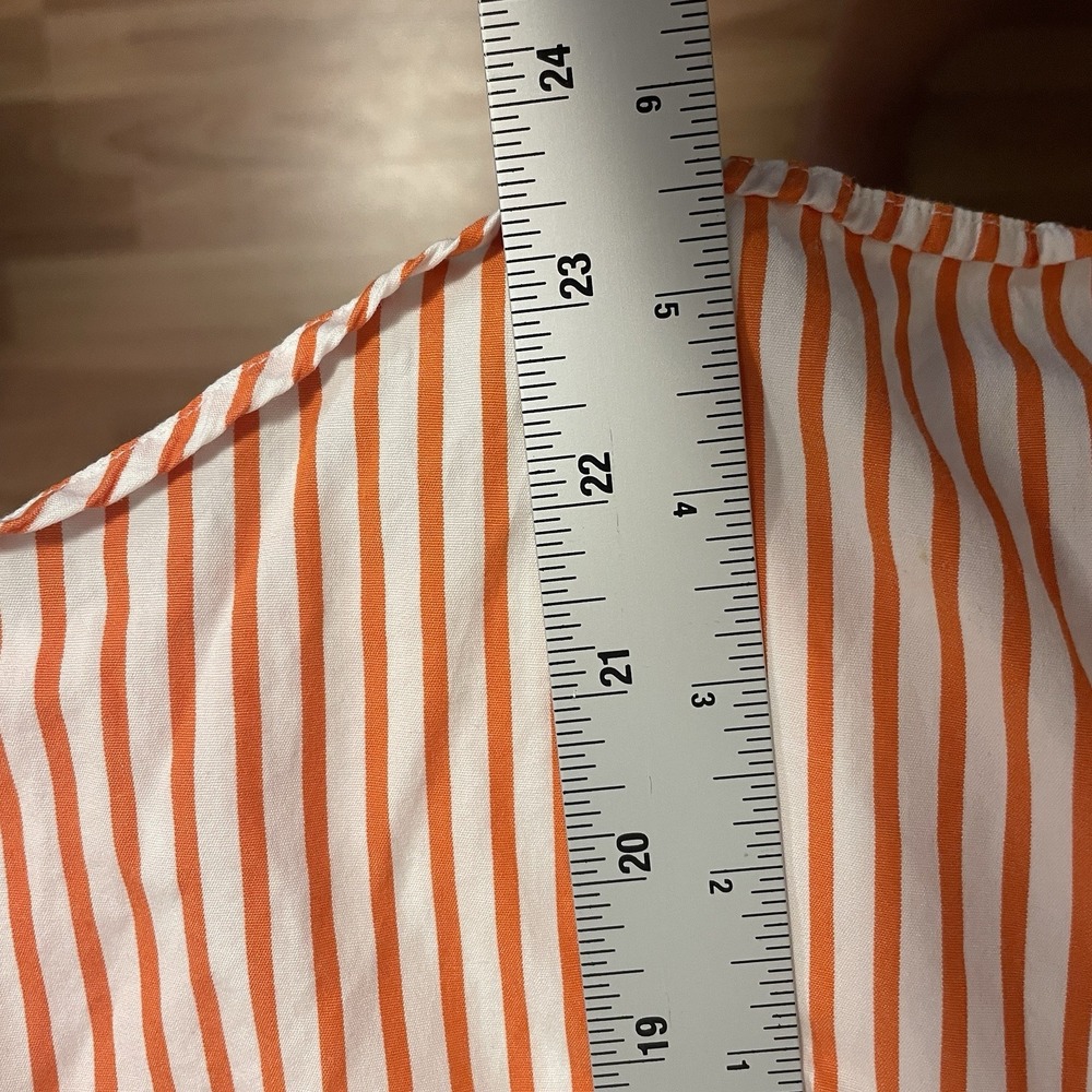 Lauren Ralph Lauren Orange & White Stripe Blouse with RLL Logo Size Large Petite - Picture 8 of 8